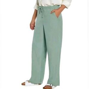 NWT GAP Green Linen Pull On Pants Women's Size‎ XL Wide Leg Drawstring Coastal